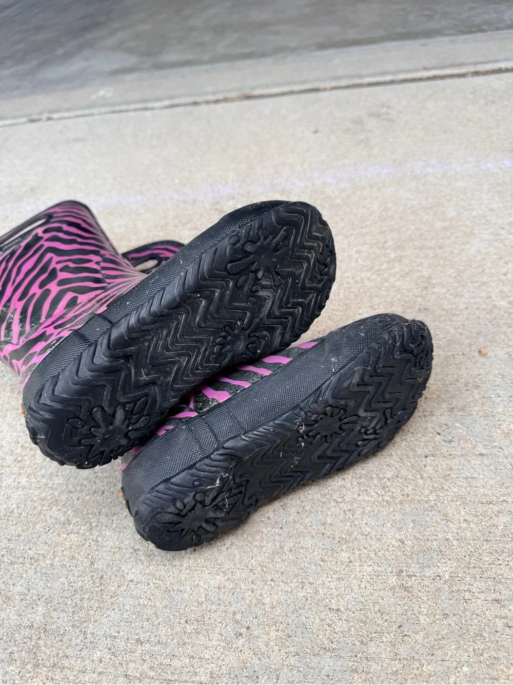 BOGS Kids Pink and Black Zebra-Print Rain Boots